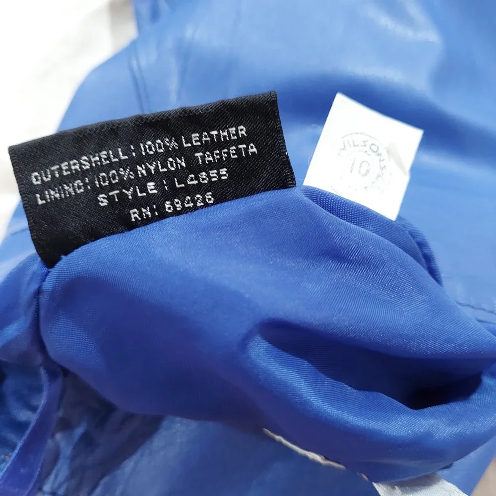 Vintage Cobalt Blue Wilsons Leather CHIA Pencil Skirt Midi Size 10 / 26in Waist - Picture 4 of 10